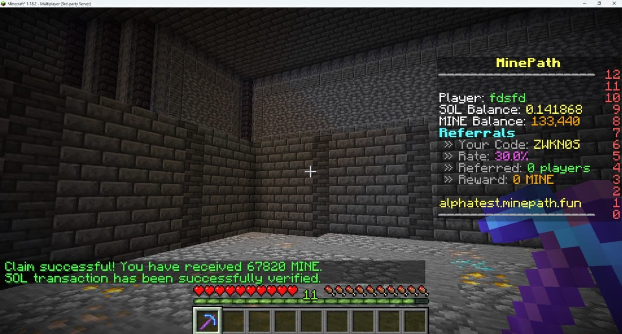 Fystack x Minepath, Minecraft, Mine to earn, Fystack partner, game demo