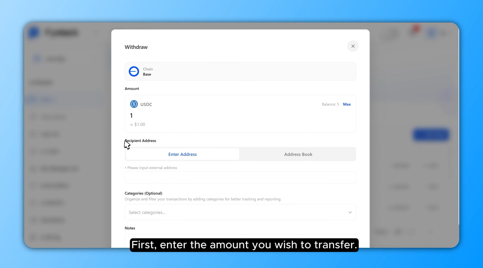 Initiate the Withdrawal Request - MPC Wallet