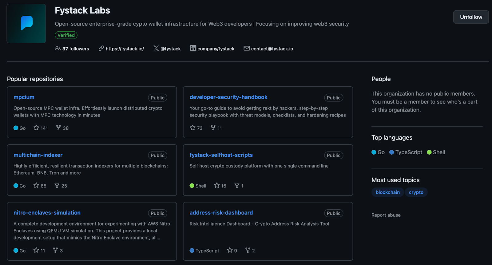 Fystack's Github popular repo: mpcium, developer security handbook & multi-chain indexer