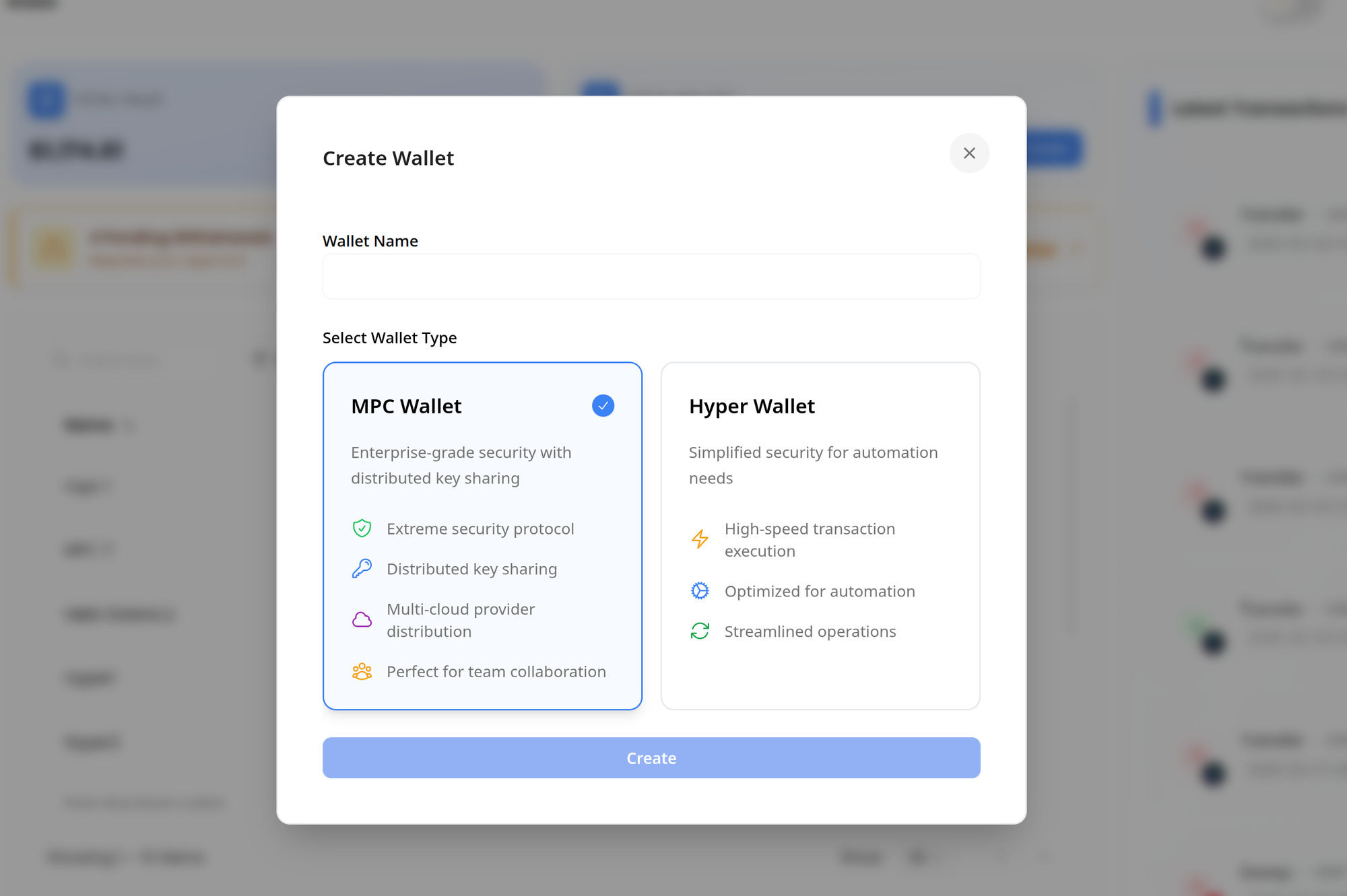 Craete a wallet through Fystack portal