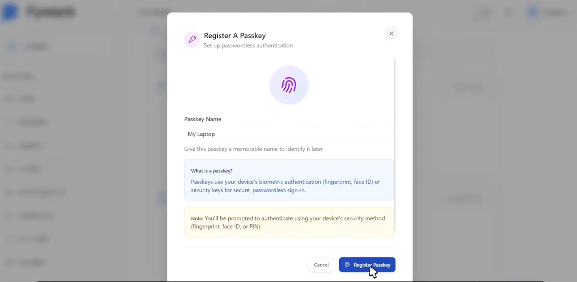 How to Set Up Passkey on Fystack