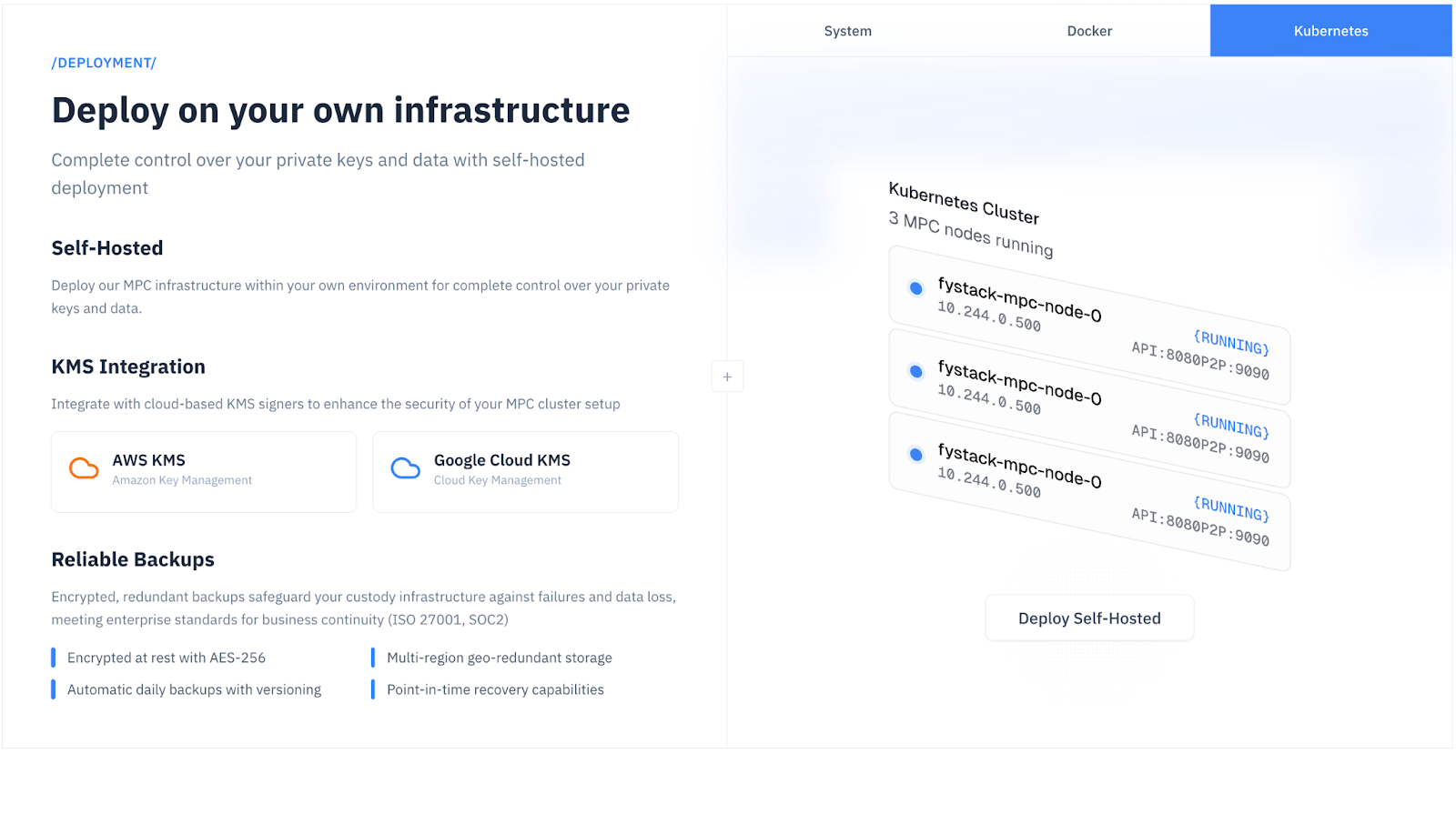 Deploy Fystack within your own environment for complete control